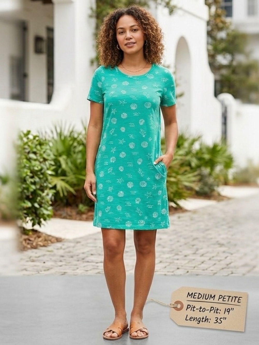 Link Petite Medium Nautical Mini Shift Dress With Pockets Beach Summer Vacation